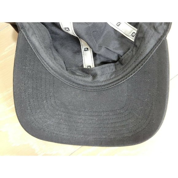 FJ Dry Joys Dryjoys Golf Cap Baseball Hat Black Strapback White Rubber Logo - Picture 8 of 11